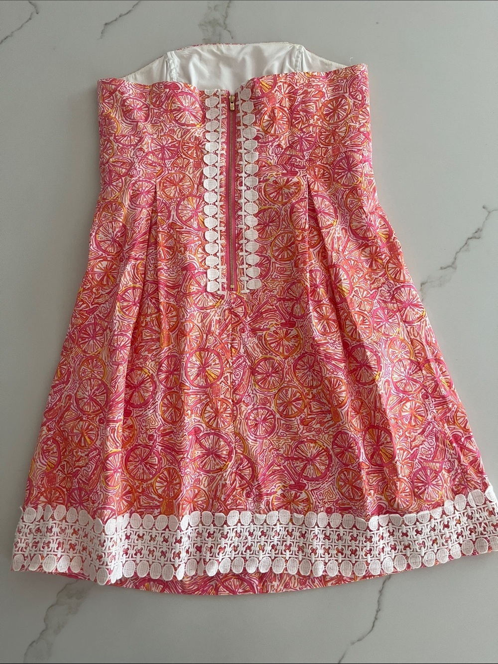 Lilly Pulitzer Betsey Bright Bicycle Print Cotton Lace Applique Sundress size 4 - Picture 5 of 9